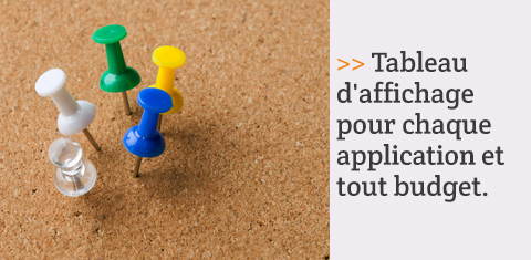 Tableau d'affichage pour chaque application et tout budget.